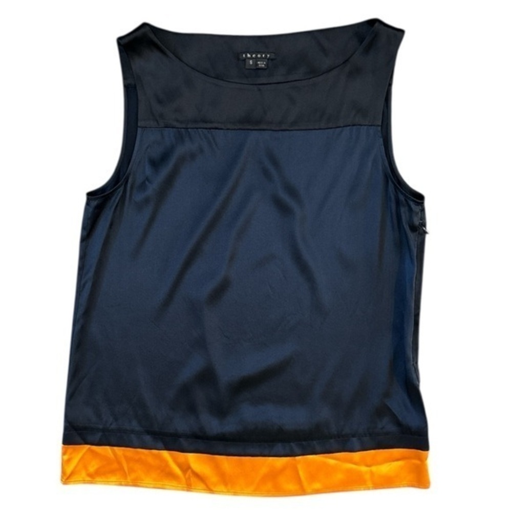 Theory Yunice Silk Colorblock Sleeveless Blouse Size Small